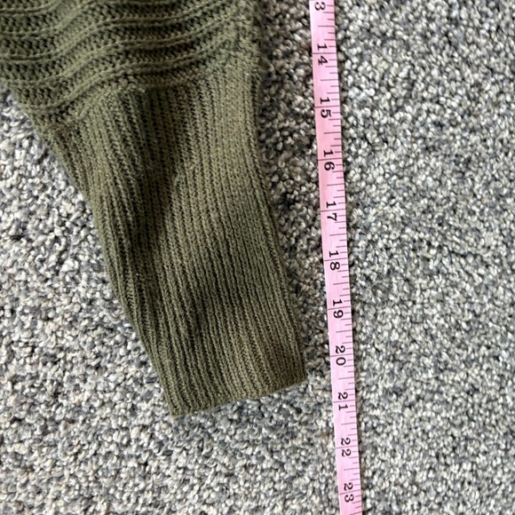 Love Change Olive Green Knit Open Cardigan Cozy Fall Layering Dolman Sleeve - Picture 7 of 8